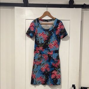 Love Moschino A-Line Scoop Neck Mini Dress Blue Red